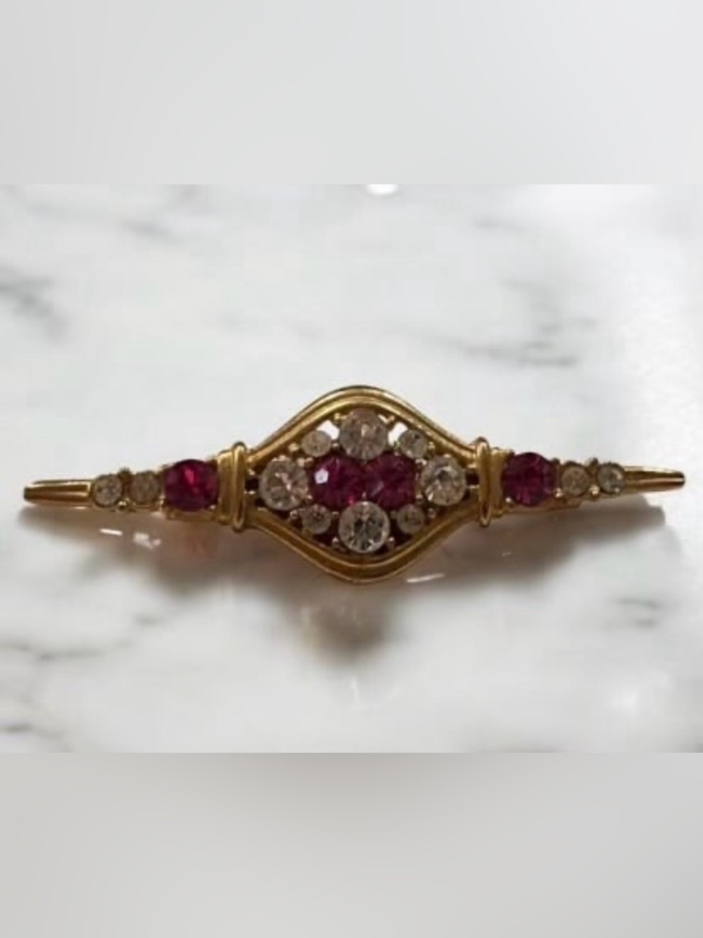 Vintage Pink Rhinestone Bar Pin #7607